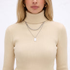 Women's Ribbed Skivvy Jumper Neck Ribbed Long Sleeve