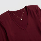 Women's V-Neck Top V-Neck Structured Shoulder Long Sleeve