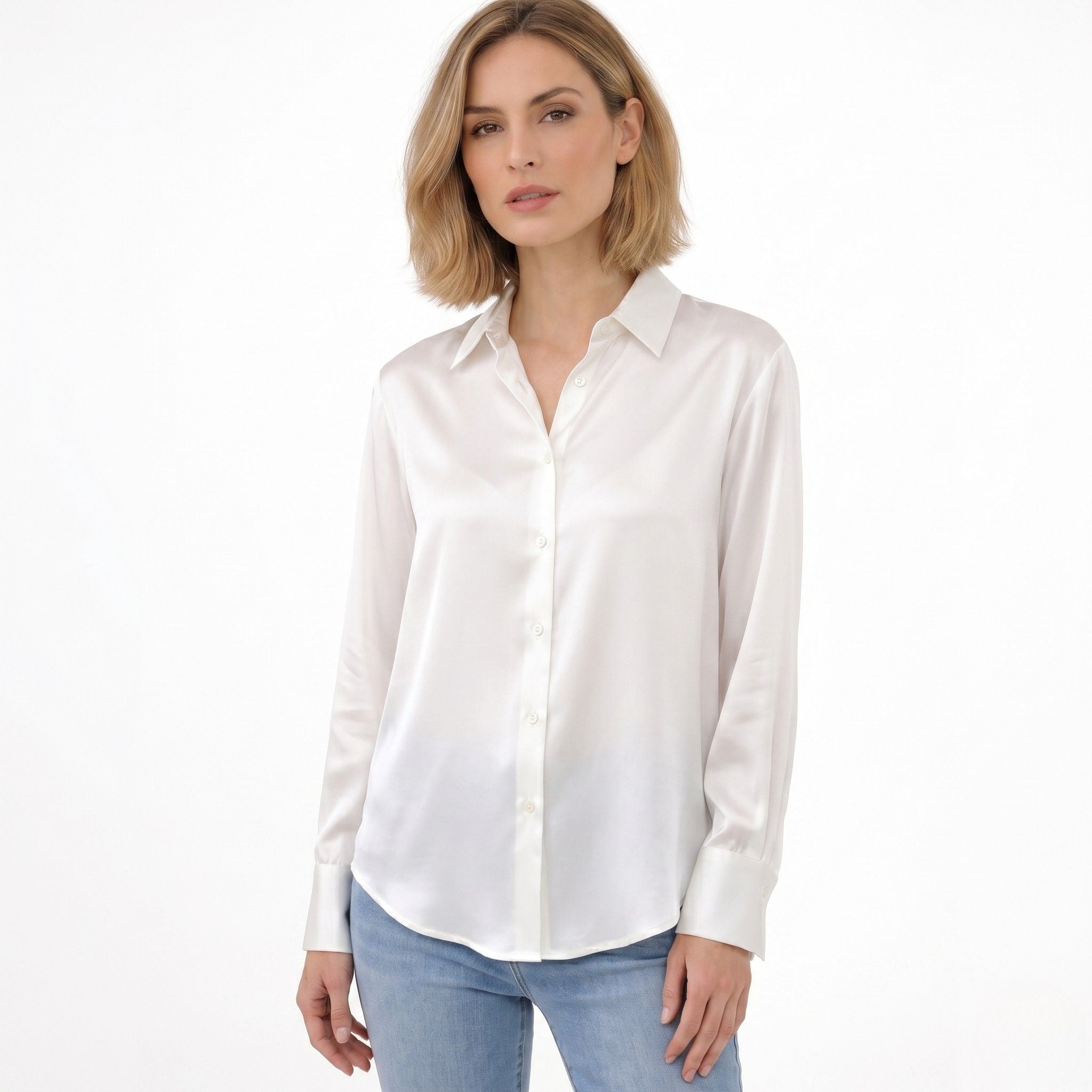 Monterelle | Women’s Satin Dress Blouse Classic Elegant Office Top