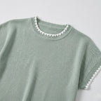 Women's Knit Jumper Short Sleeve Crew Neck Relaxed Fit