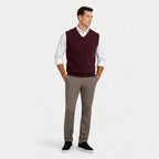 Men's Fine Knit Jumper Vest V-Neck Regular Fit