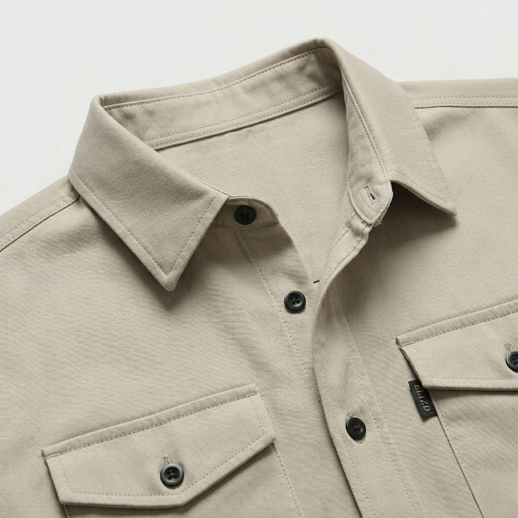 Men's Long Sleeve Overshirt Snap-Button Regular Fit
