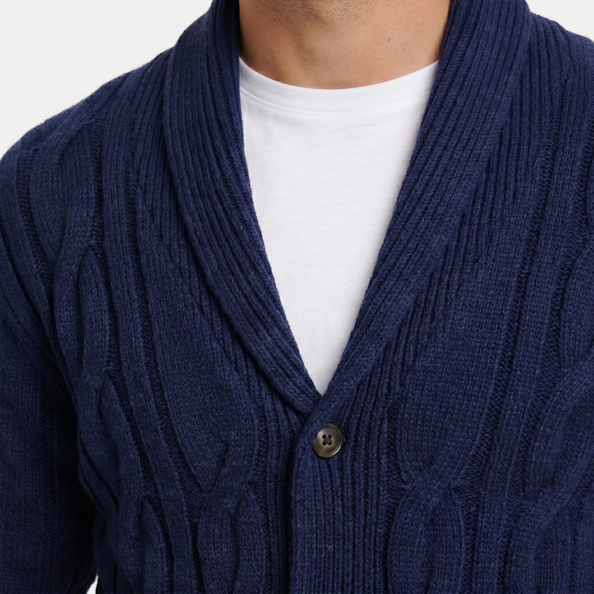 Monterelle | Men's Cable Knit Shawl Collar Cardigan Regular Fit