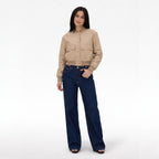 Women's Cropped Bomber Jacket Dual Patch Pocket Regular Fit