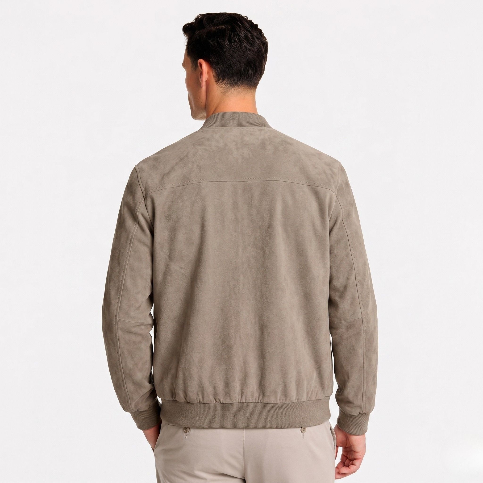 Men's Zip Bomber Jacket Ribbed Collar Regular Fit