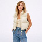 Women's Cropped Puffer Vest Zip-Up Regular Fit