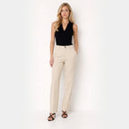 Women's High Waist Trousers Front Seam Tailored Fit