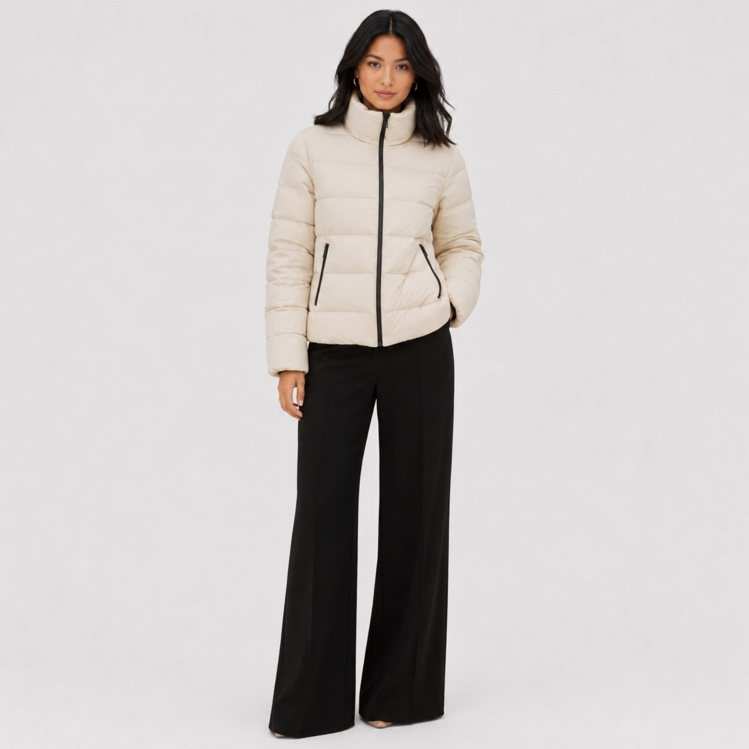 Women's Puffer Jacket Funnel Neck Regular Fit
