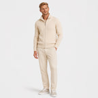 Men's Knit Cardigan Full-Zip Funnel Neck Ribbed Regular Fit