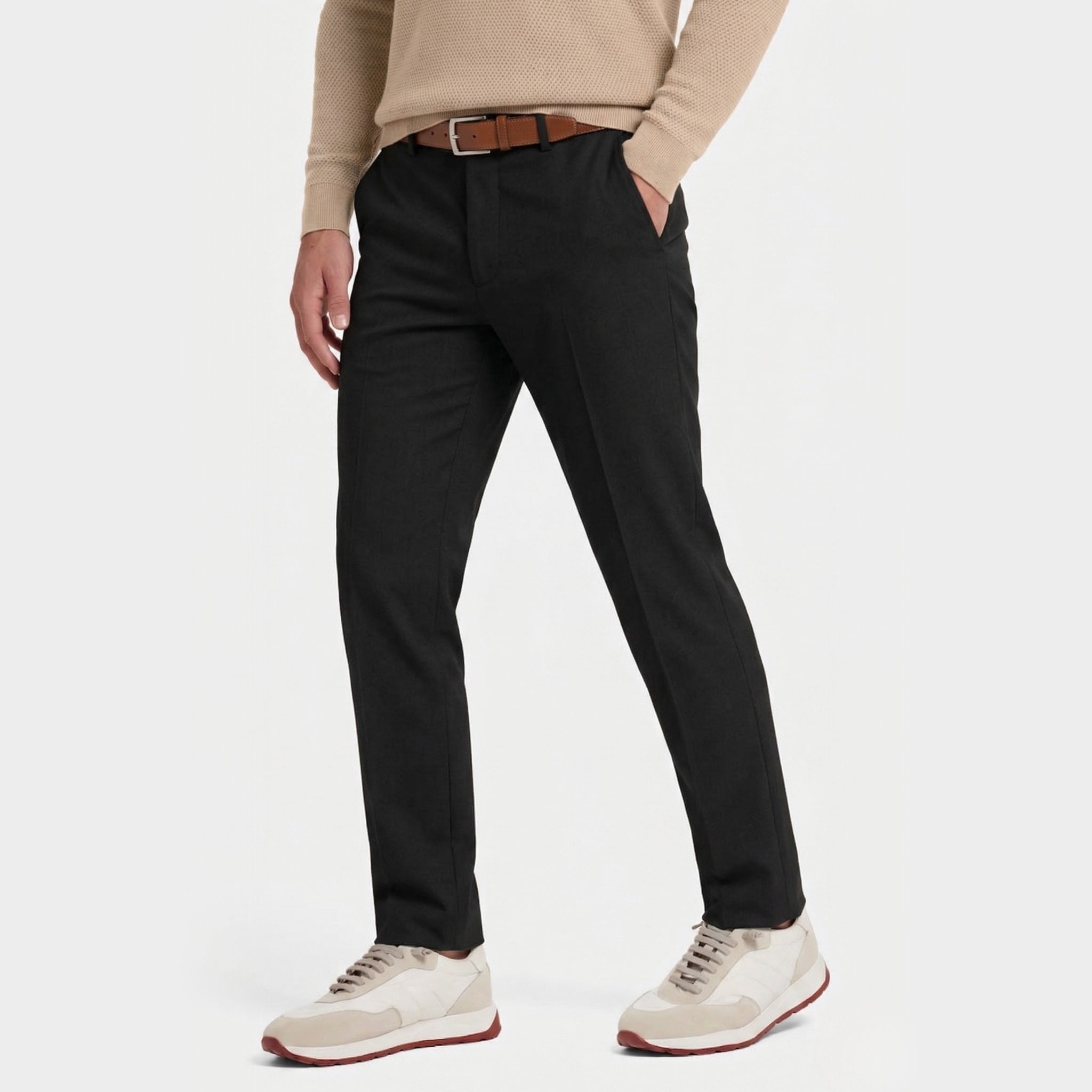 Men's Chino Trousers  Single-Pleat Straight Fit
