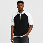 Men's Waffle jumper Quarter-Zip Colour Block Regular Fit