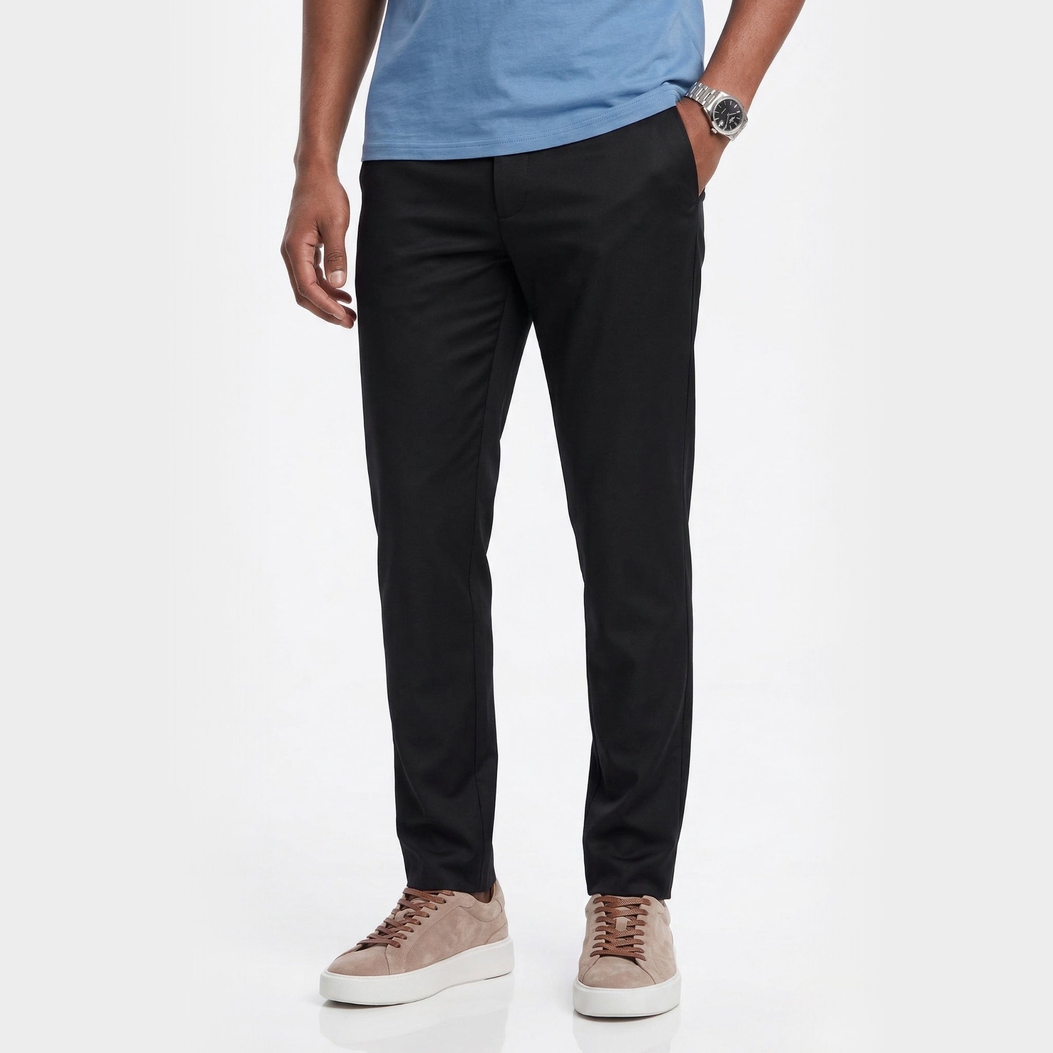 Men's Chino Trousers Flat-Front Stretch Slim Fit