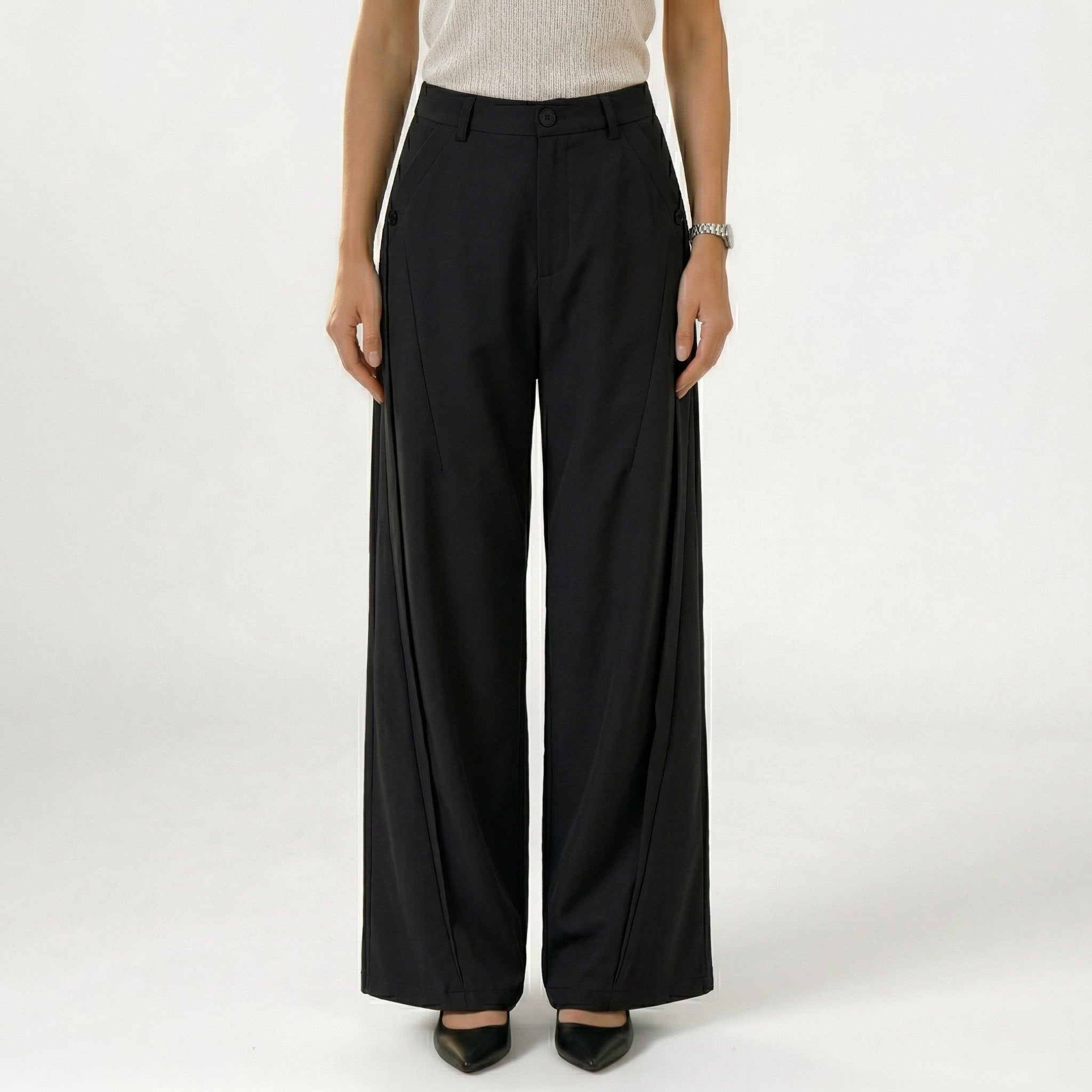 Women's High-Waist Trousers Wide-Leg Fit