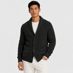 Men's Ribbed Cardigan Shawl Collar Patch Pockets