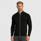 Men's Ribbed Cardigan Full-Zip Mock Neck Sleeve Regular Fit