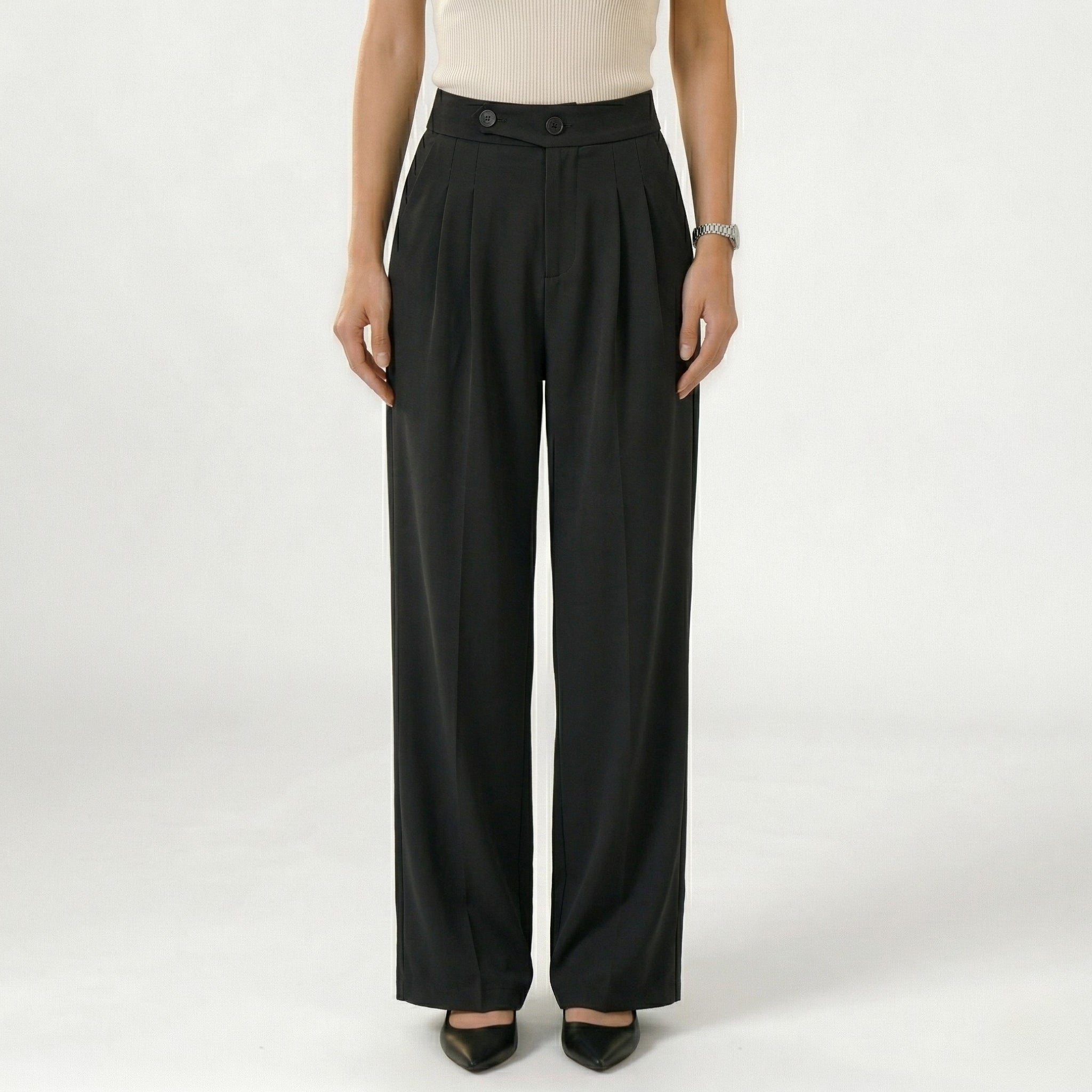 Women's High-Waist Trousers Tailored Wide-Leg Fit