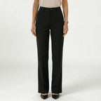 Women's Tailored Trousers Mid-Rise Flat-Front Straight Fit
