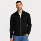 Men's Cardigan Full-Zip Funnel Neck Ribbed Regular Fit