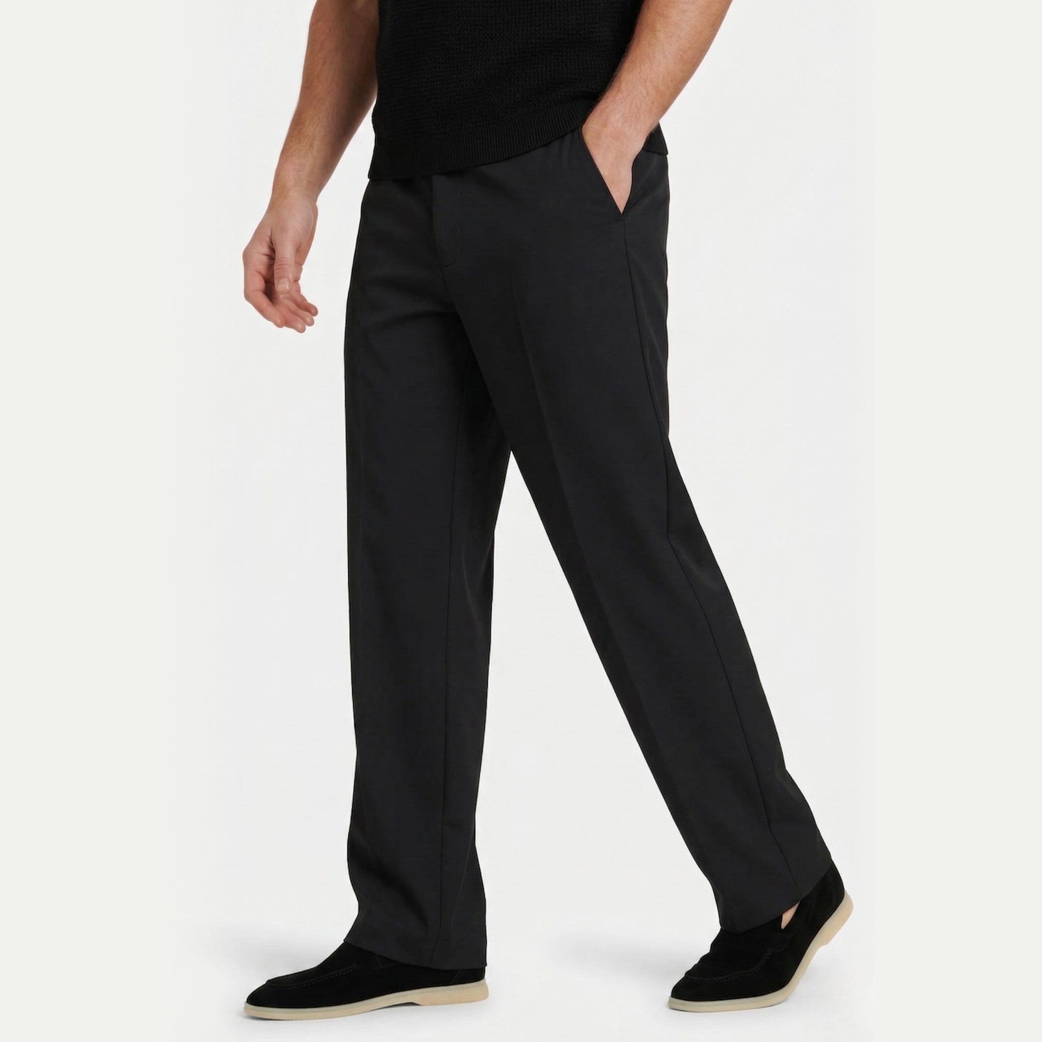 Men's Pleated Trousers Wide-Leg Tailored Relaxed Fit
