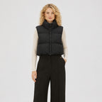 Women's Cropped Puffer Vest Zip-Up Regular Fit