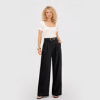Women's High-Waist Trousers Double-Pleat Wide-Leg Fit