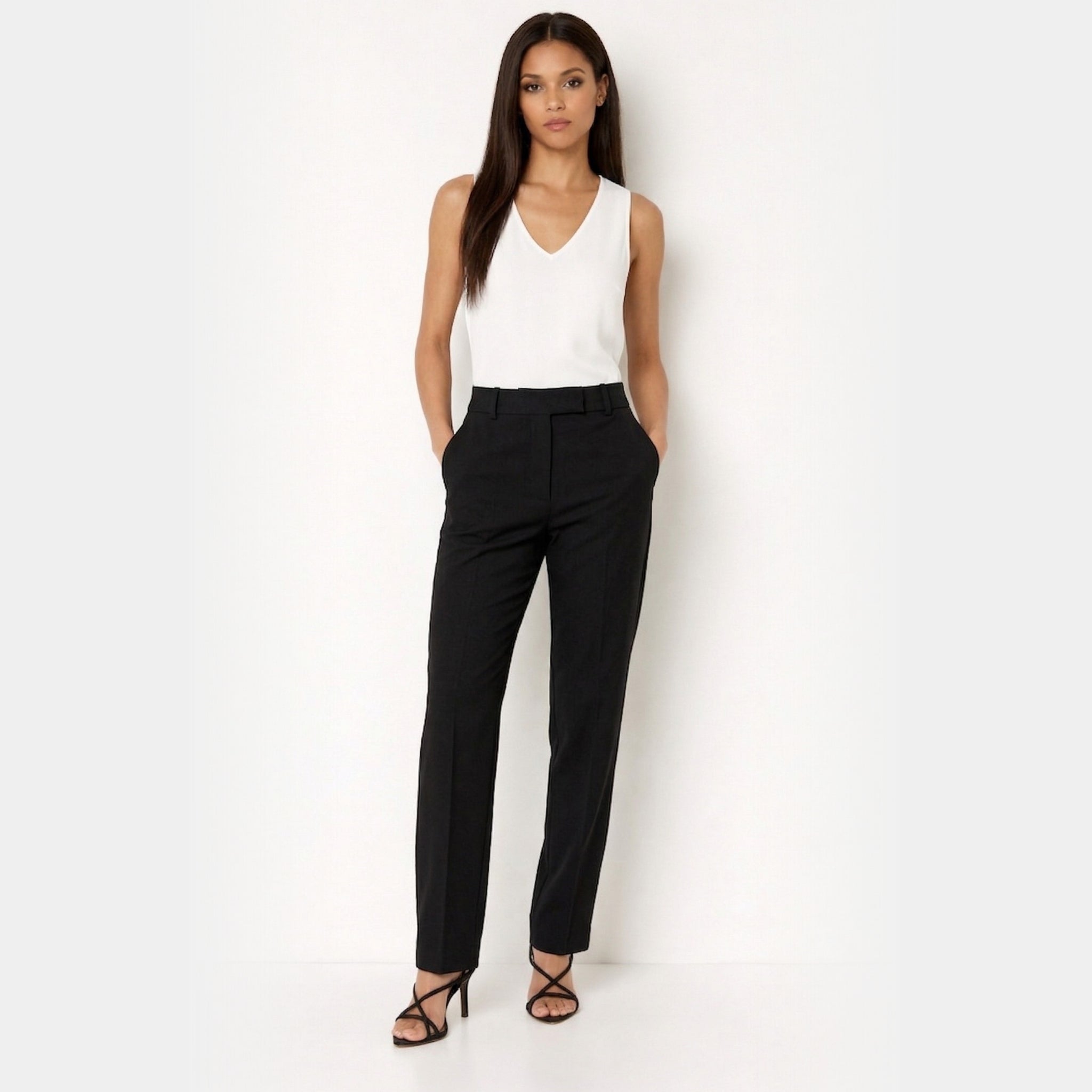Women's High Waist Trousers Front Seam Tailored Fit