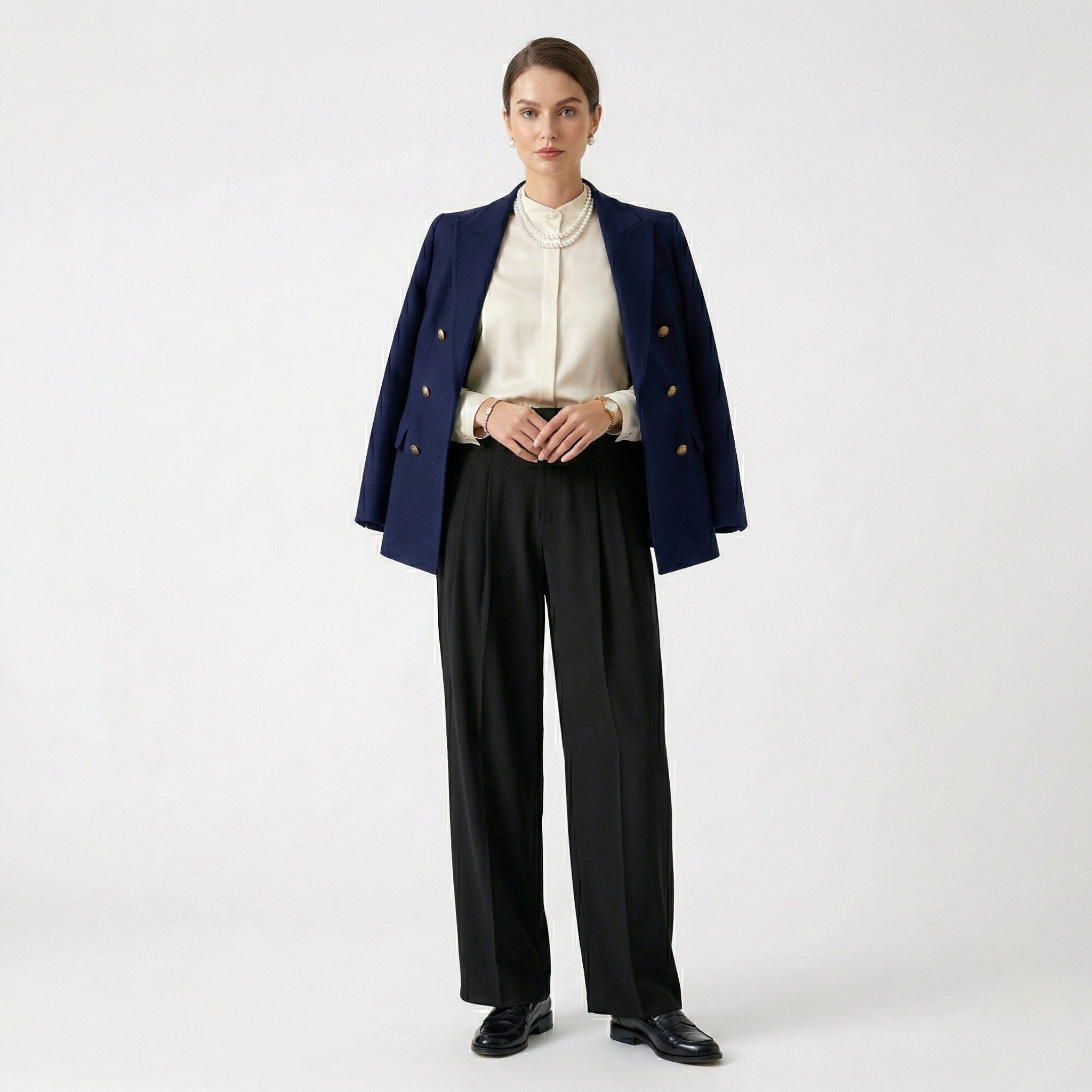 Women's High-Waist Trousers Tailored Wide-Leg Fit