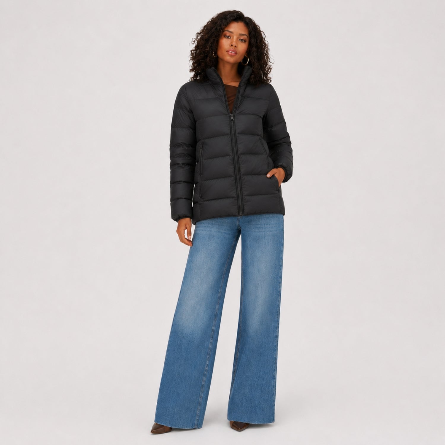 Women's Puffer Jacket Funnel Neck Regular Fit