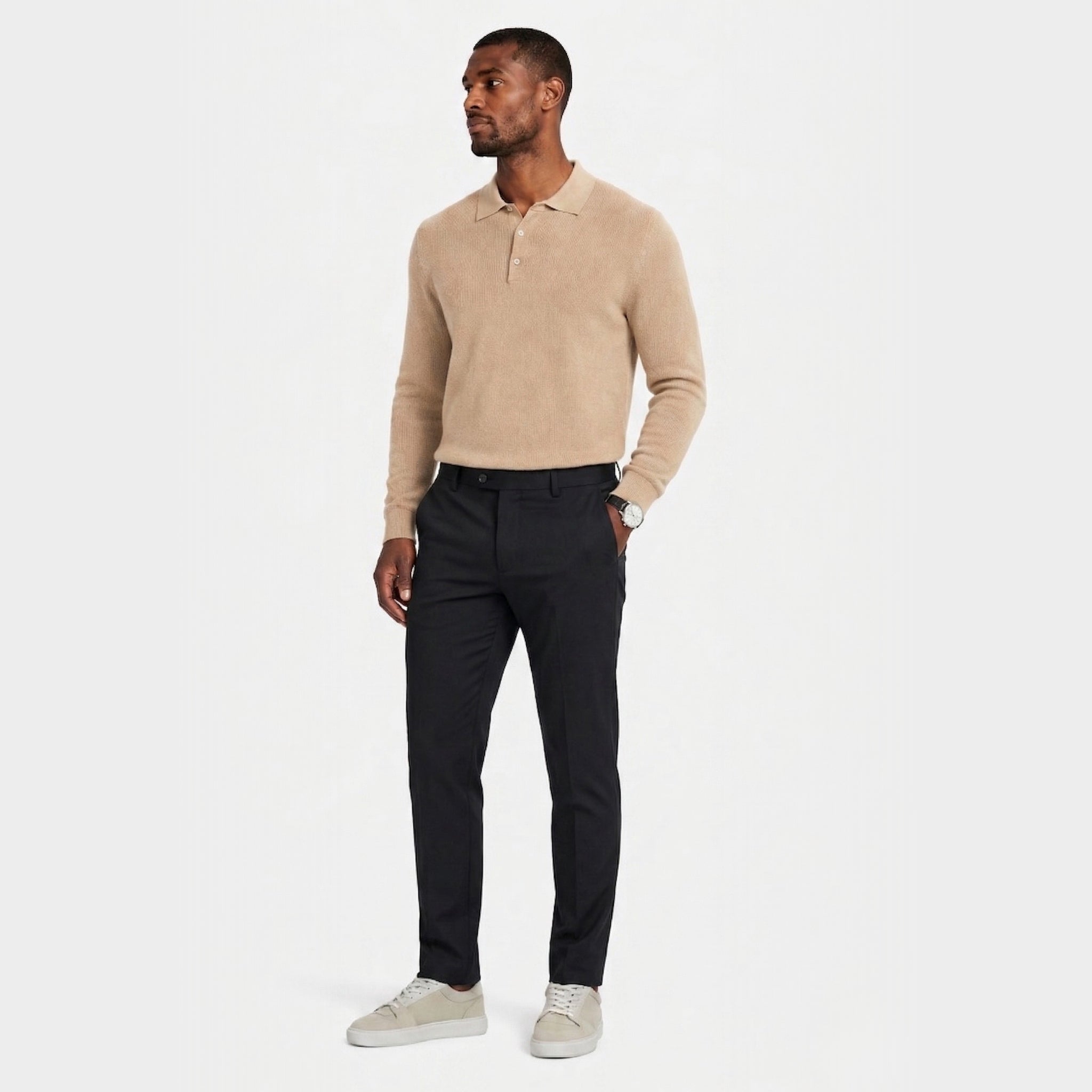 Men's Chino Trousers Flat-Front Stretch Slim Fit