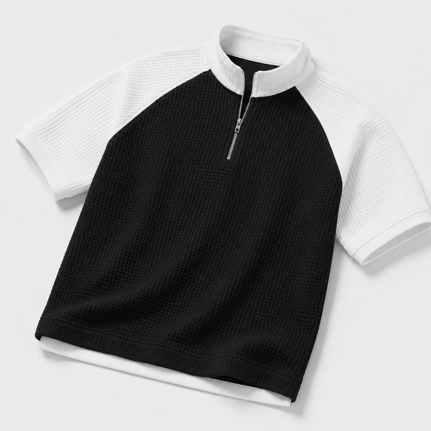 Men's Waffle jumper Quarter-Zip Colour Block Regular Fit
