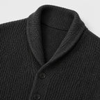 Men's Ribbed Cardigan Shawl Collar Patch Pockets