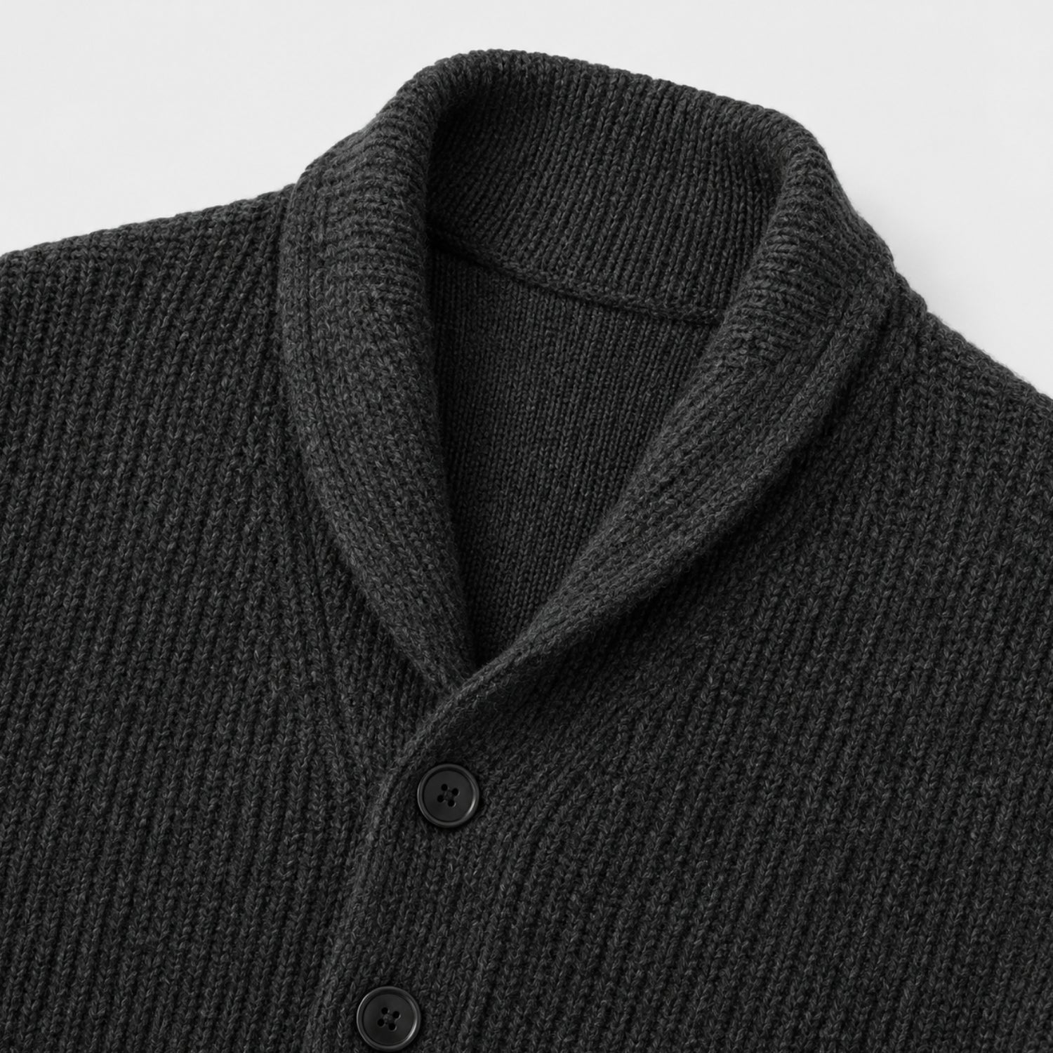 Men's Ribbed Cardigan Shawl Collar Patch Pockets