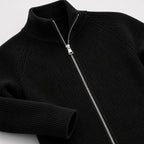 Men's Ribbed Cardigan Full-Zip Mock Neck Sleeve Regular Fit