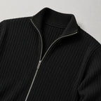 Men's Cardigan Full-Zip Funnel Neck Ribbed Regular Fit