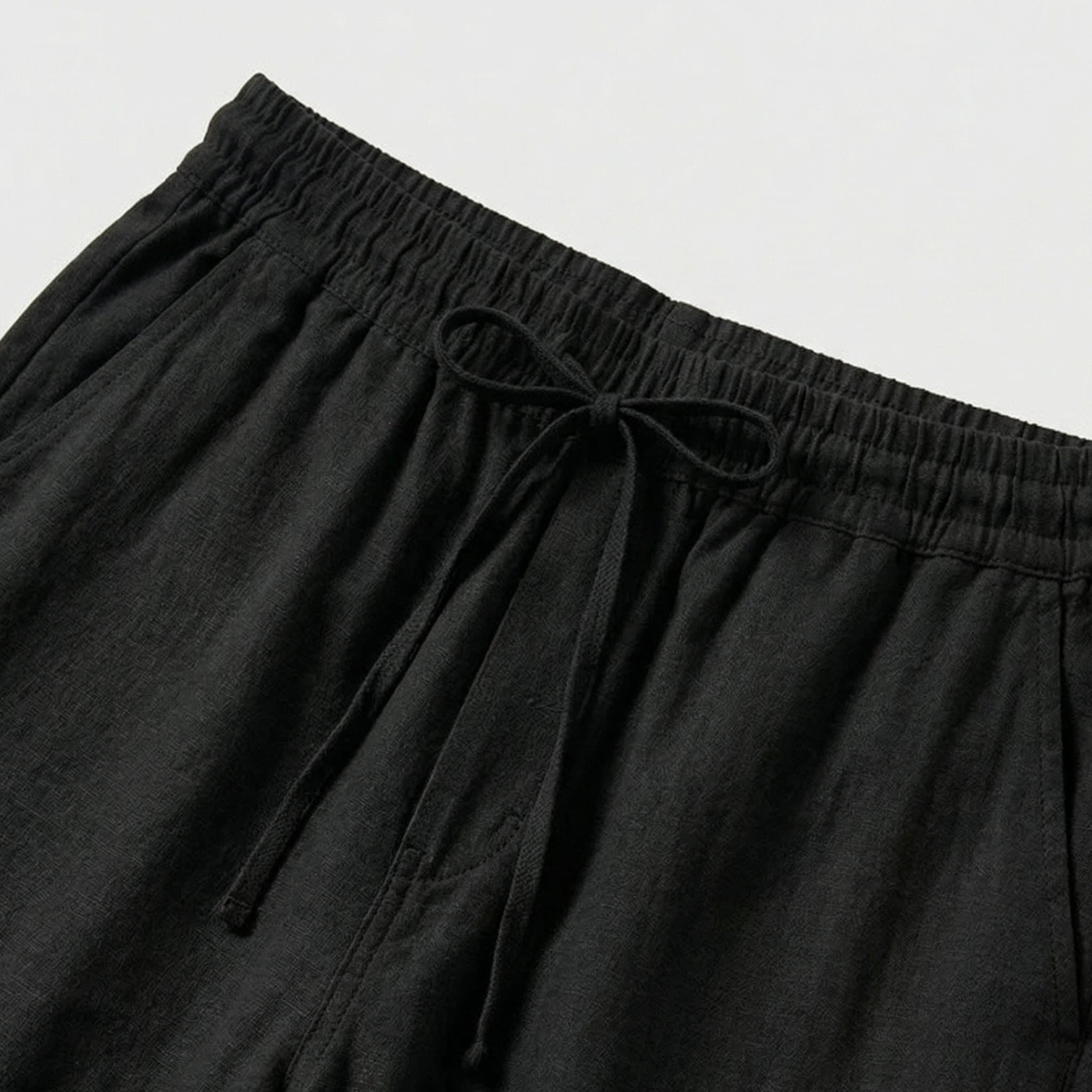 Men's Linen Trousers Drawstring Straight Fit