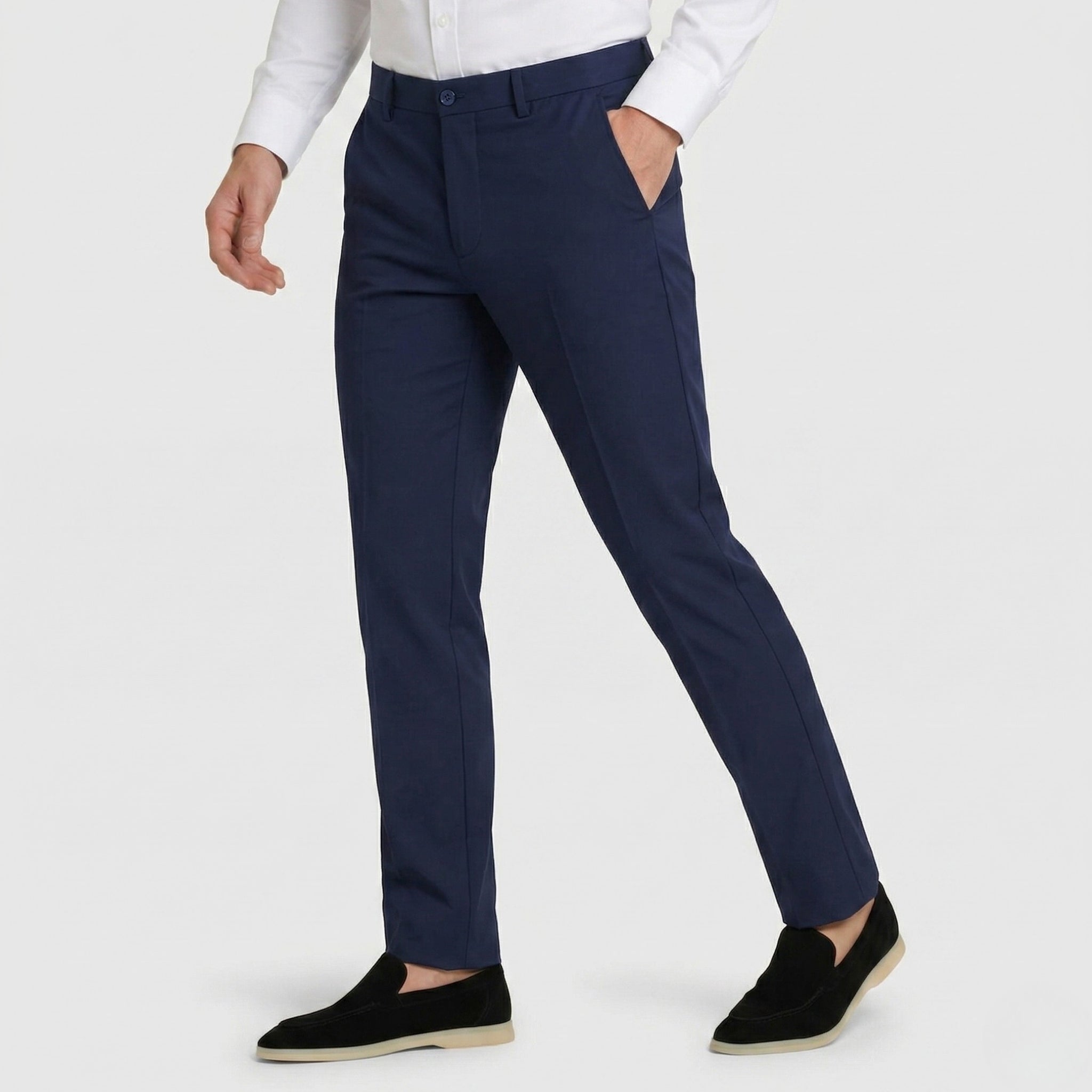 Men's Chino Trousers Flat-Front Stretch Slim Fit