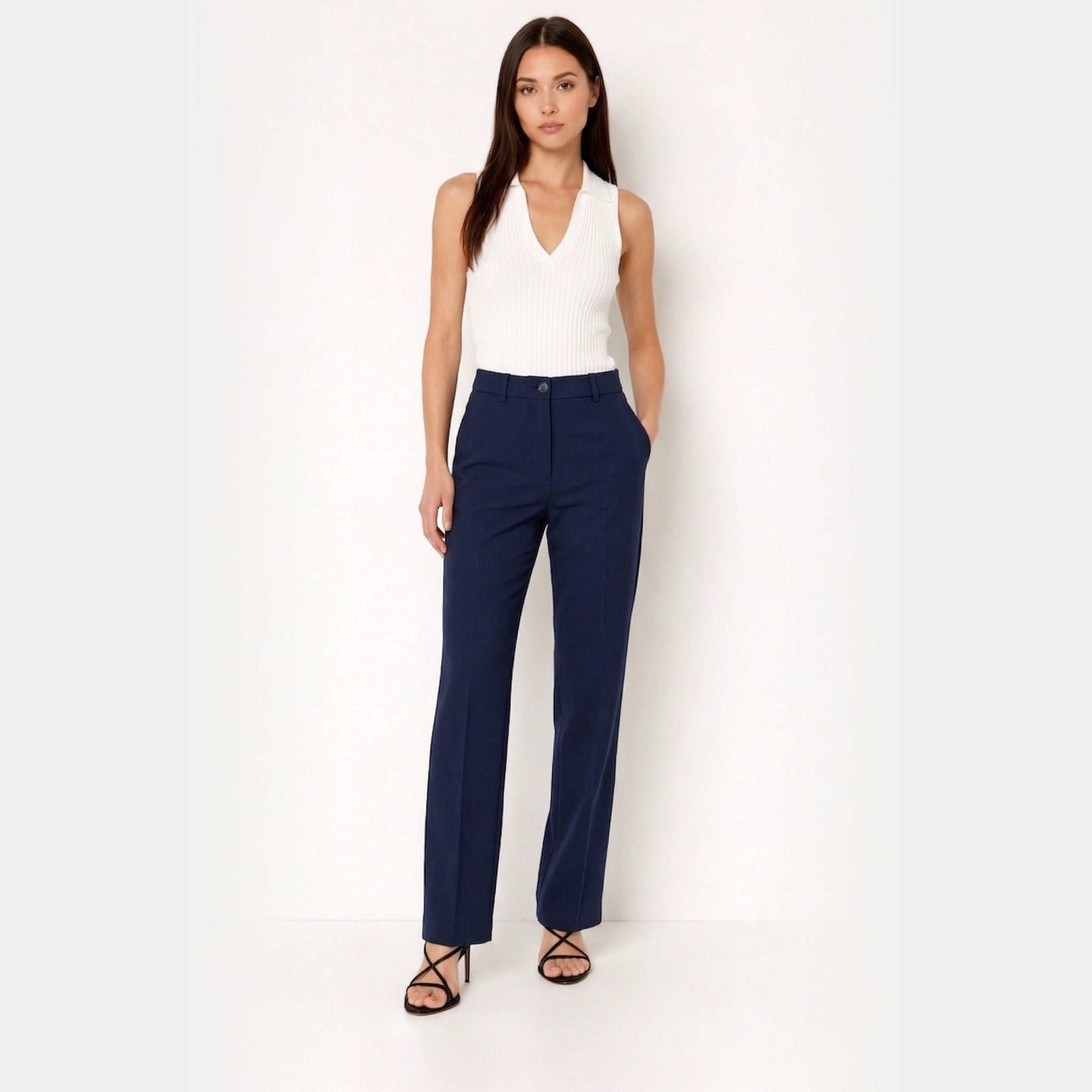 Women's High Waist Trousers Front Seam Tailored Fit