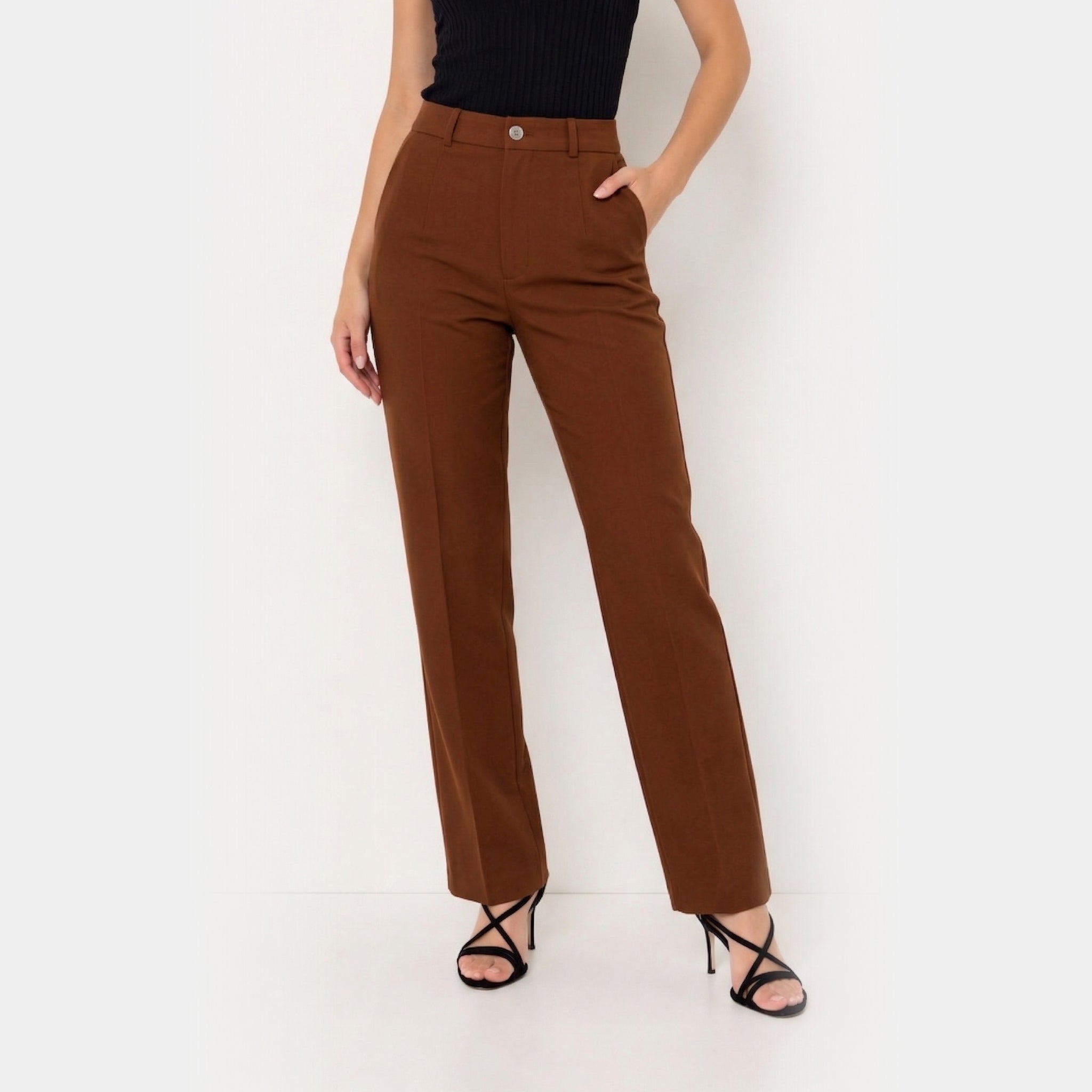 Women's High Waist Trousers Front Seam Tailored Fit
