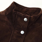Women's Suede Jacket Funnel Neck Snap Button Regular Fit