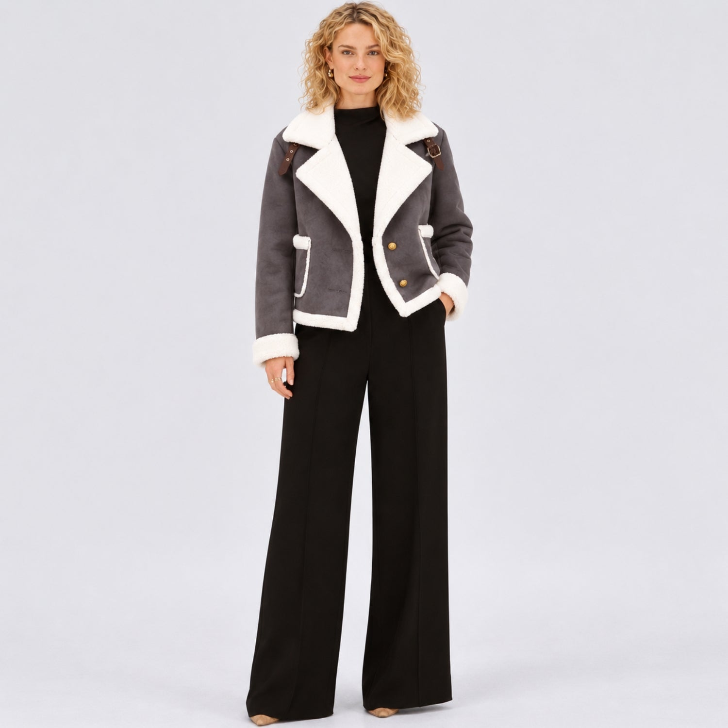 Women's Aviator Jacket Lapel Colla Regular Fit