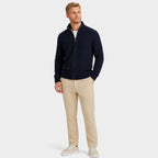 Men's Knit Cardigan Full-Zip Funnel Neck Ribbed Regular Fit