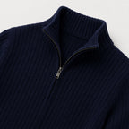 Men's Knit Cardigan Full-Zip Funnel Neck Ribbed Regular Fit