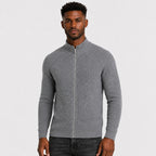 Men's Ribbed Cardigan Full-Zip Mock Neck Sleeve Regular Fit