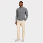 Men's Ribbed Cardigan Full-Zip Mock Neck Sleeve Regular Fit