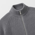 Men's Ribbed Cardigan Full-Zip Mock Neck Sleeve Regular Fit