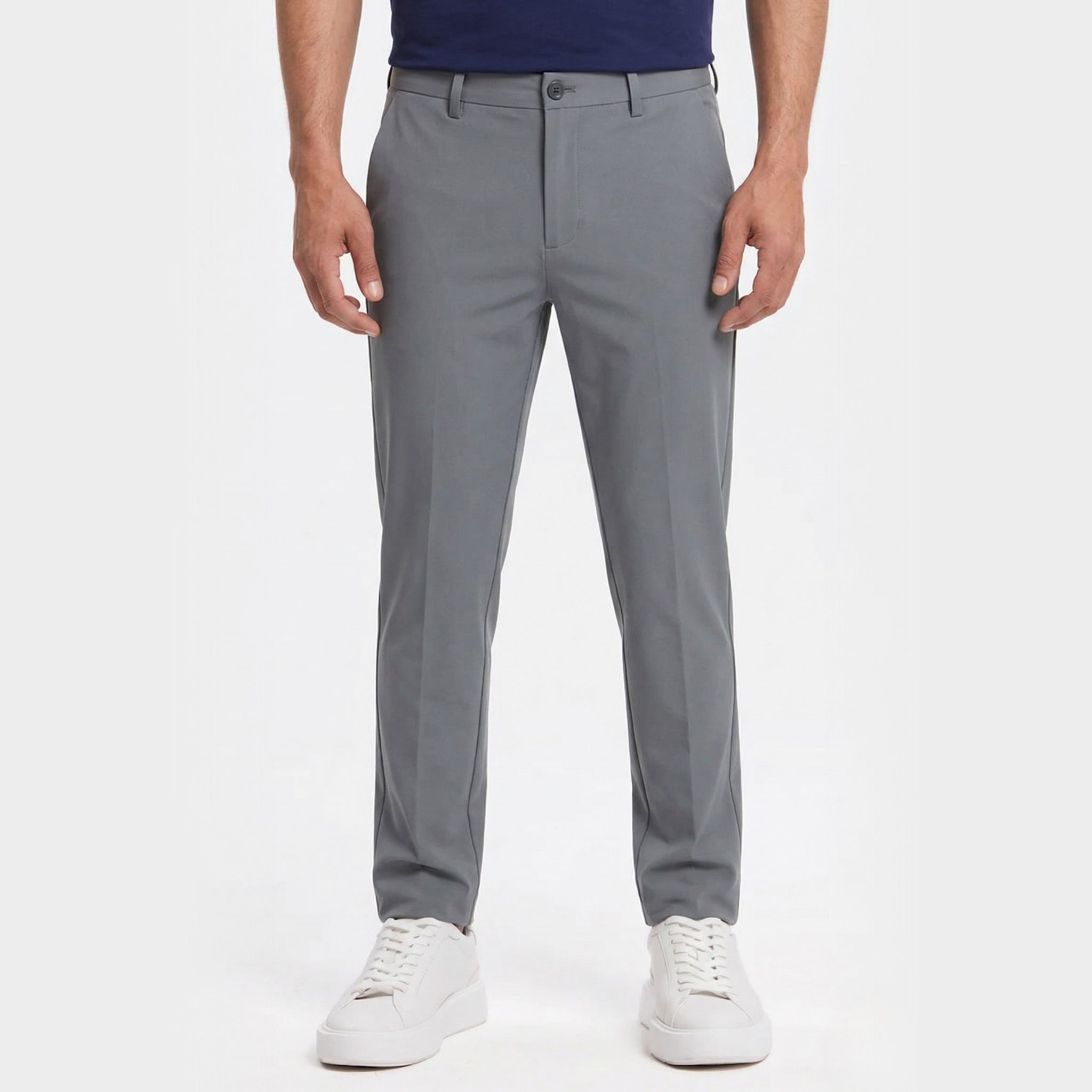 Men's Chino Trousers Flat-Front Stretch Slim Fit