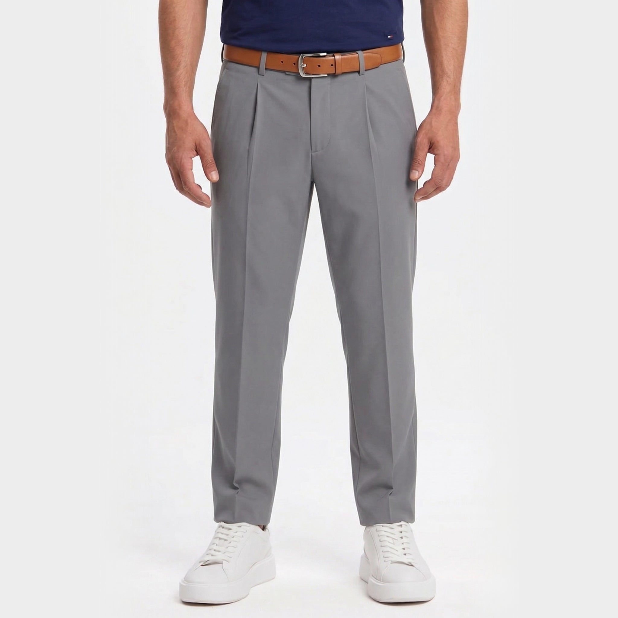 Men's Chino Trousers  Single-Pleat Straight Fit