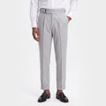 Men's Adjuster Waistband Trousers Double-Pleat Tapered Fit