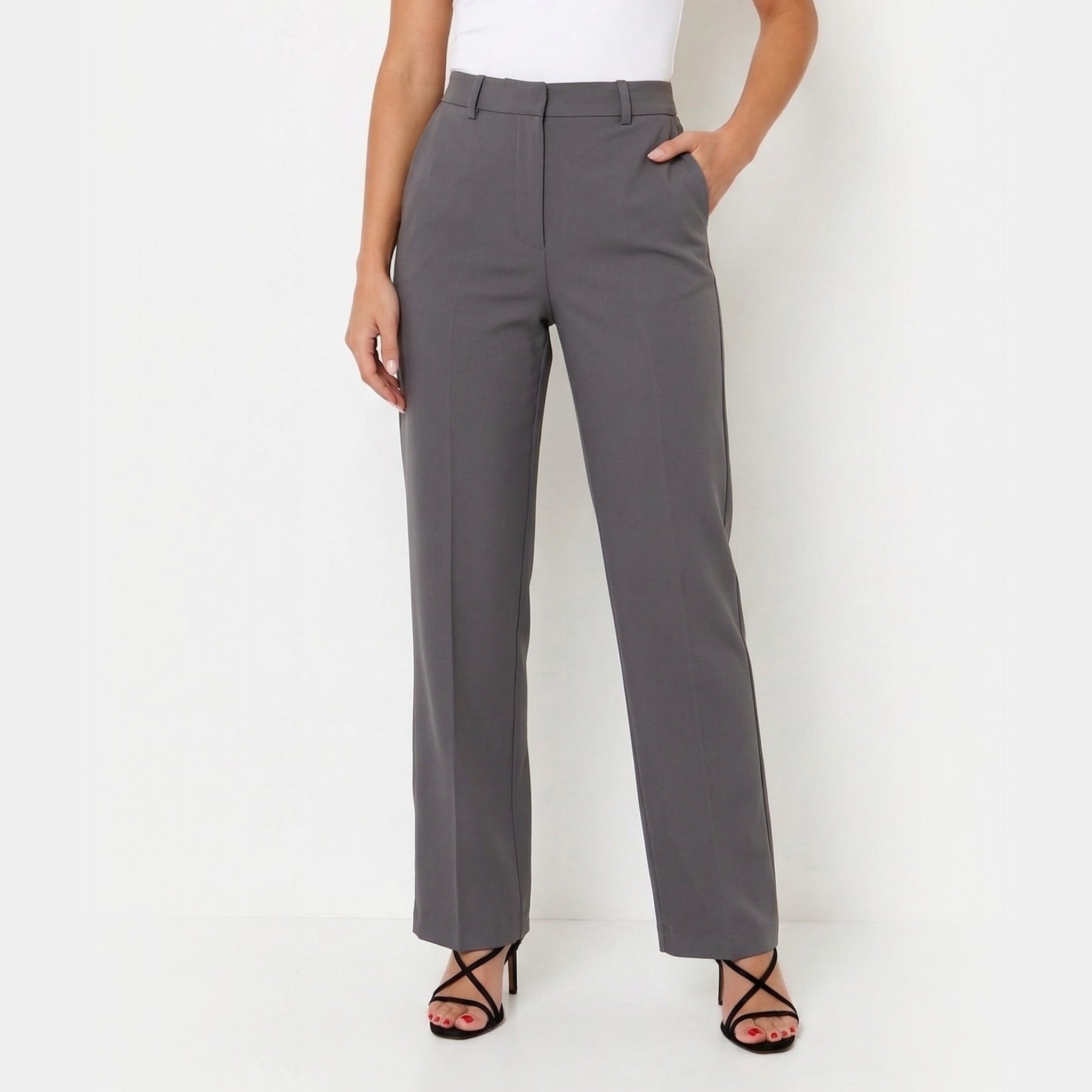 Women's High Waist Trousers Front Seam Tailored Fit