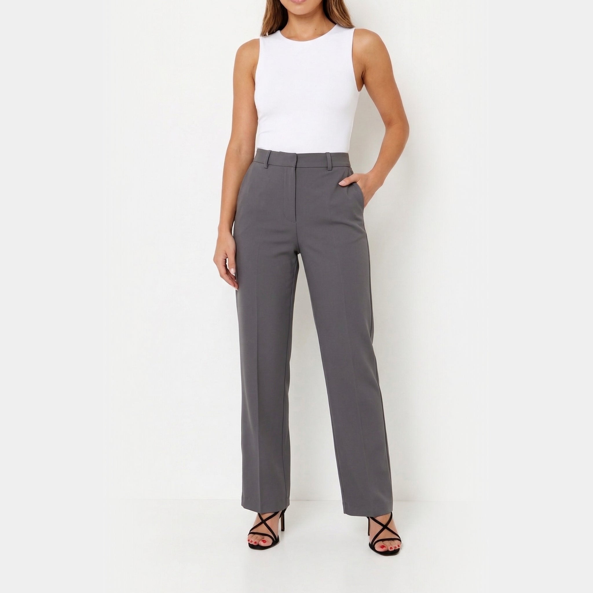 Women's High Waist Trousers Front Seam Tailored Fit